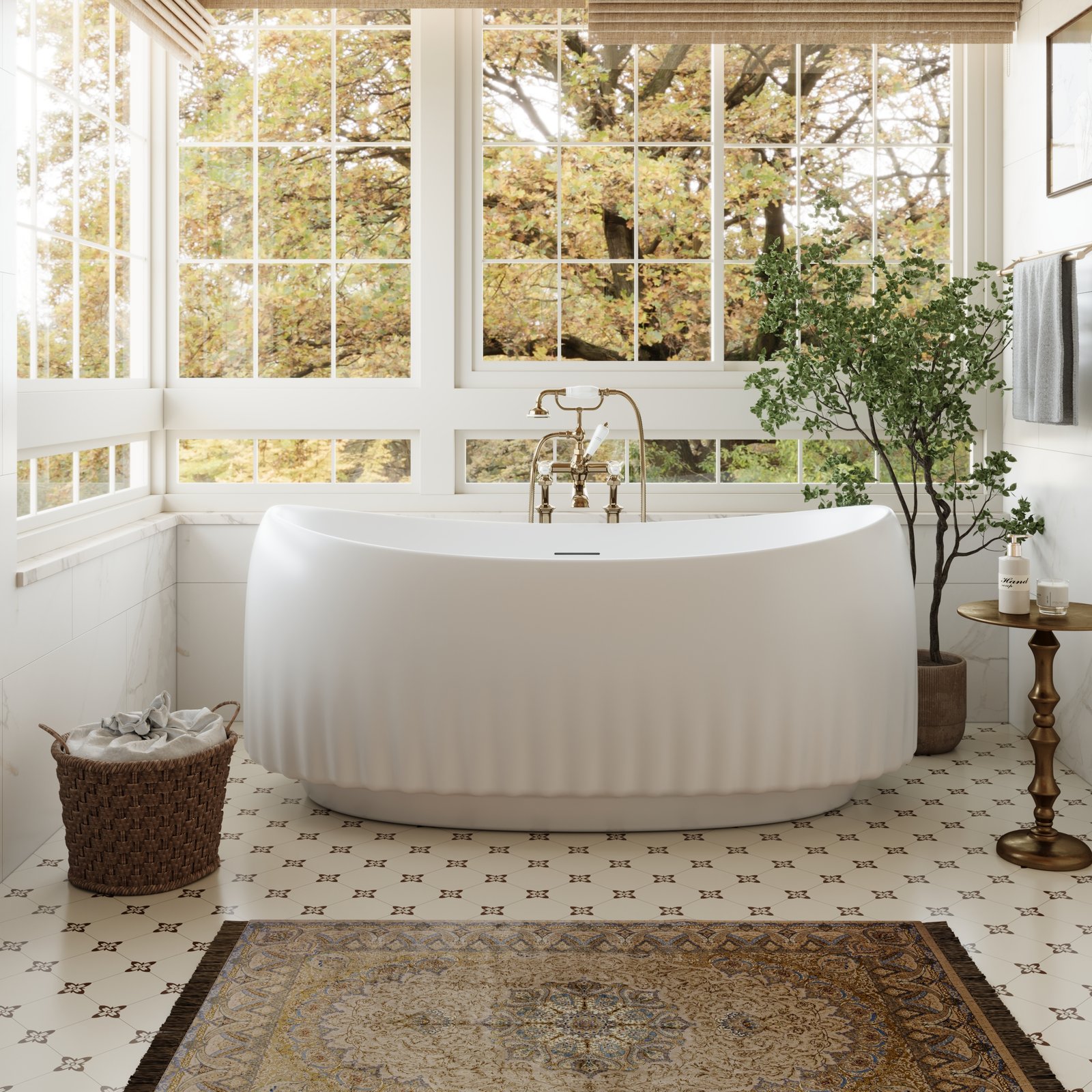 Modern acrylic bathtub in a contemporary bathroom